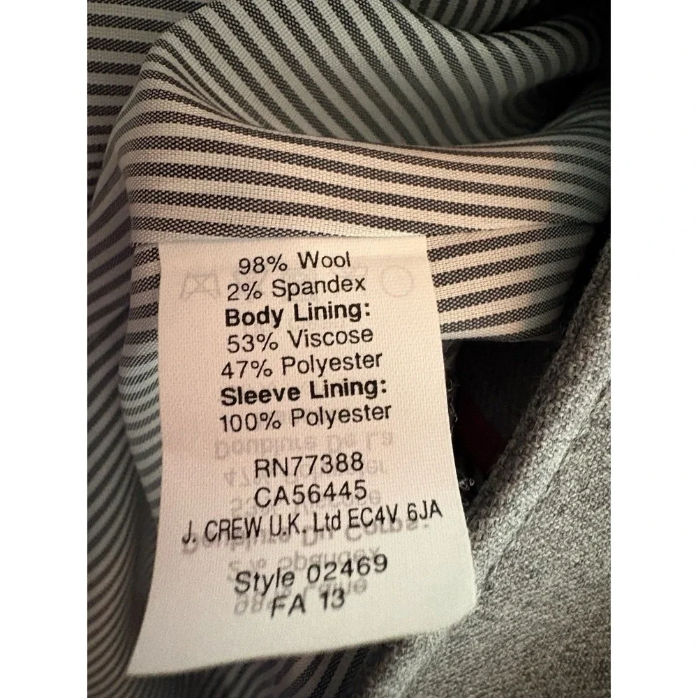 J. CREW Blazer Jacket Schoolboy Gray Wool Preppy Academia‎ 0 Stretch